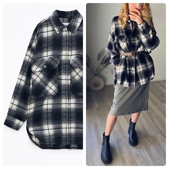 Zara Plaid Overshirt Lightweight Jacket - Picture 2 of 10